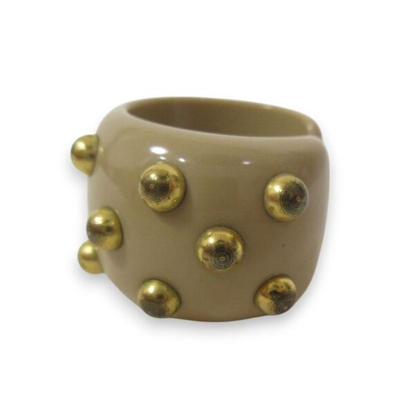 Pre Loved Chanel Cuff Bracelet Gold Studs Women Rings - Picture 8 of 8